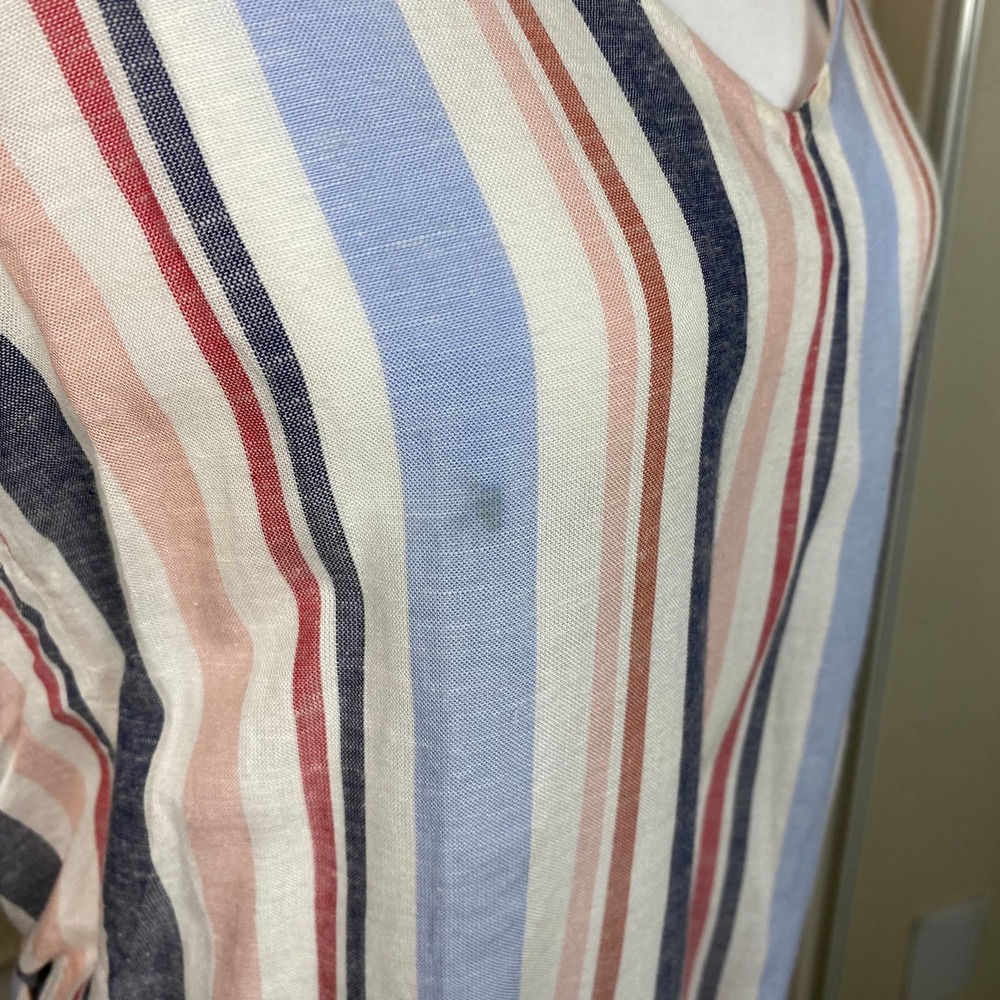 Anthropologie Drew Dress Wrap Linen Striped Tie Candy Stripe Size Small NWT - Picture 4 of 13